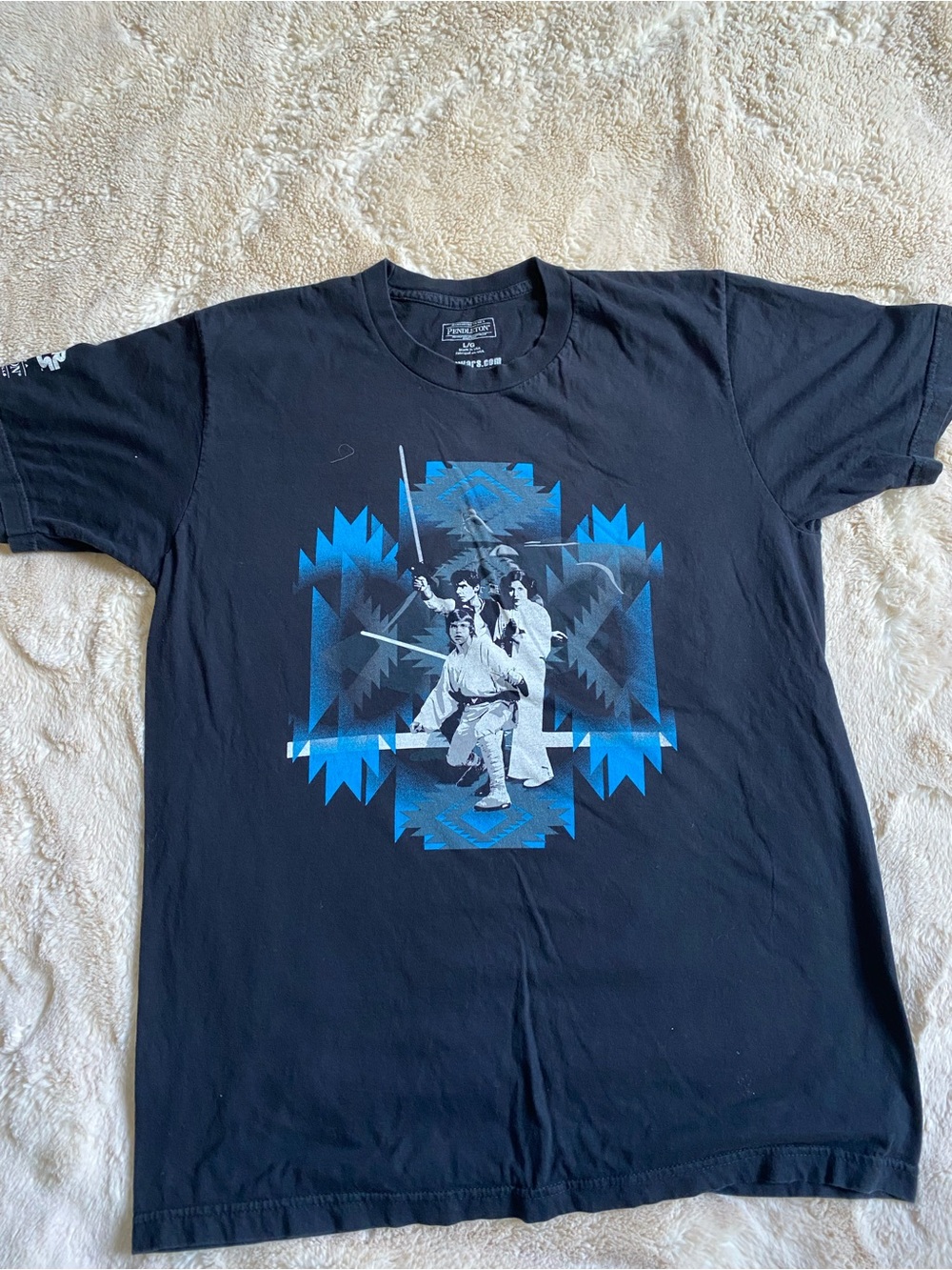 Pendleton Black Tee with Blue Graphic Star Wars Motif